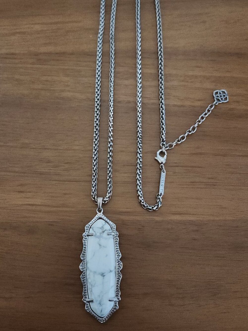 Kendra Scott White Howlite Silver Long Pendant Necklace